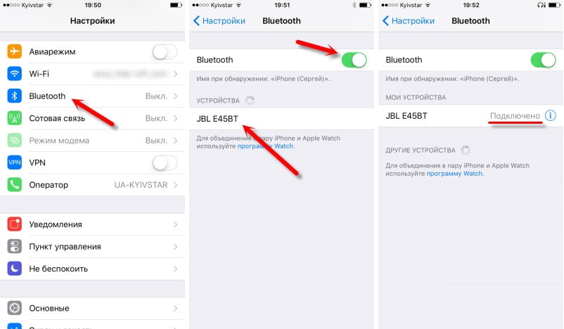 подсоединение bluetooth-гарнитуры к телефону iPhone